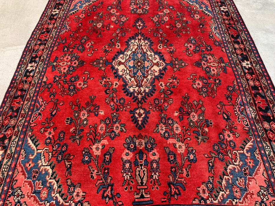 Handmade Persian Wool Area Rug 7x10 - Red Floral Medallion Persian Style Rug - Exact Size 9'7" x 6'11" - KBHM-687