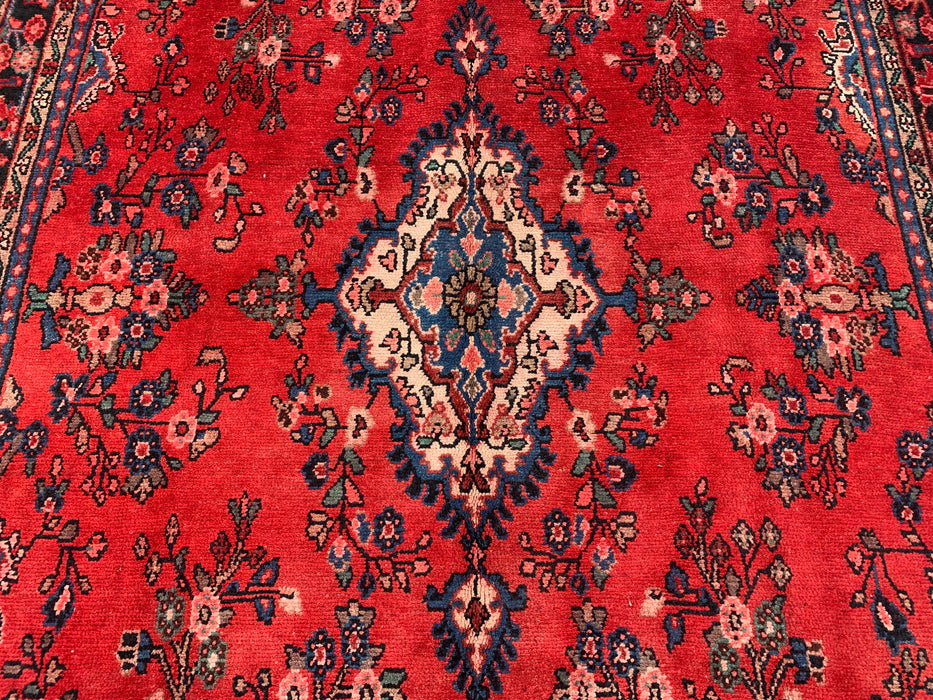 Handmade Persian Wool Area Rug 7x10 - Red Floral Medallion Persian Style Rug - Exact Size 9'7" x 6'11" - KBHM-687