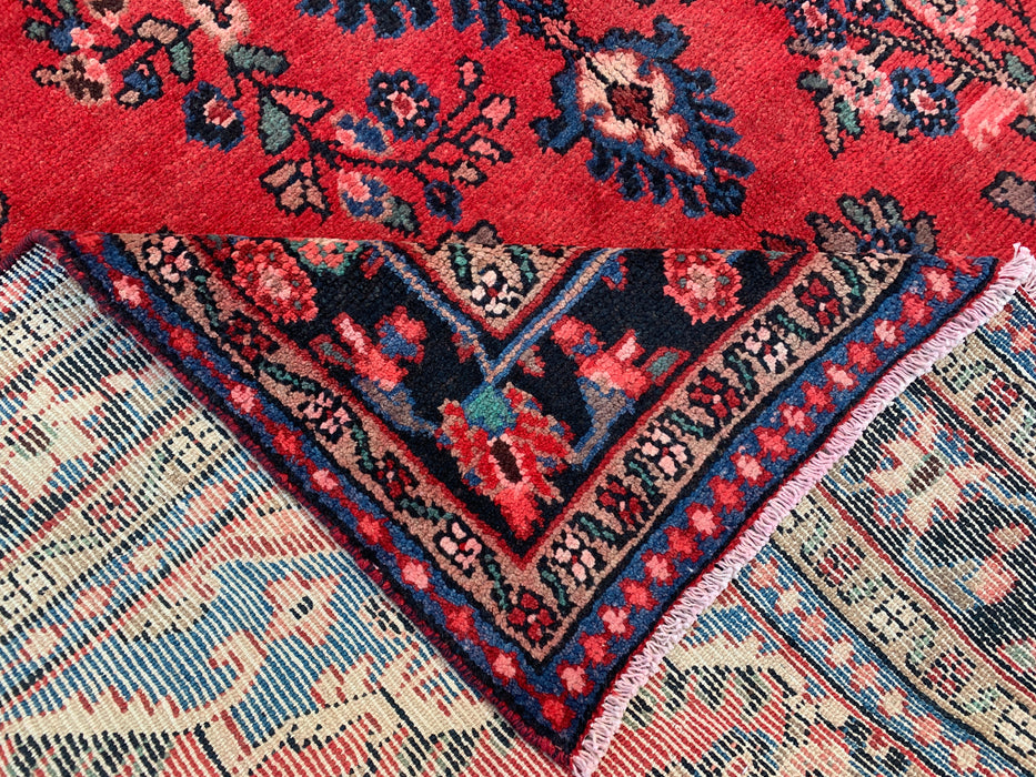 Handmade Persian Wool Area Rug 7x10 - Red Floral Medallion Persian Style Rug - Exact Size 9'7" x 6'11" - KBHM-687