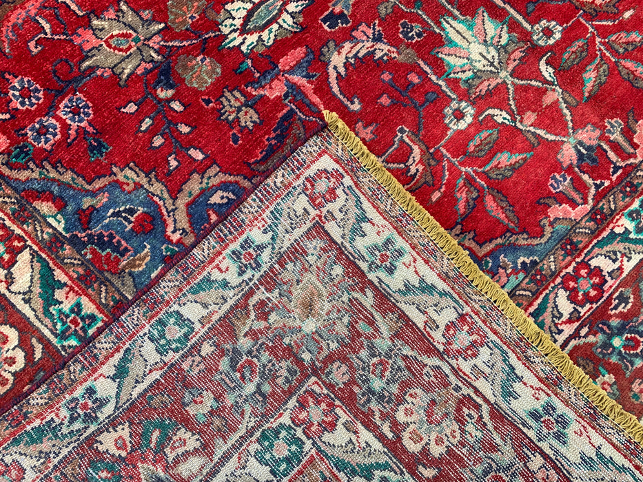 Handmade Persian Wool Area Rug 7x10 - Red, Navy & Ivory Floral Medallion Persian Style Rug - Exact Size 10'4" x 6'10"- KBHM-695