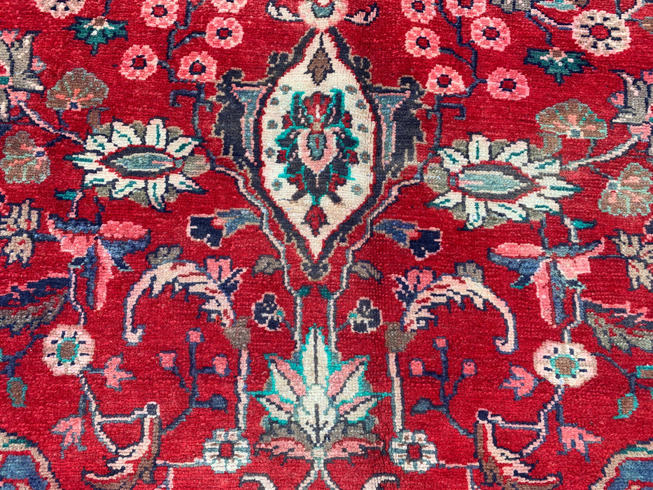 Handmade Persian Wool Area Rug 7x10 - Red, Navy & Ivory Floral Medallion Persian Style Rug - Exact Size 10'4" x 6'10"- KBHM-695