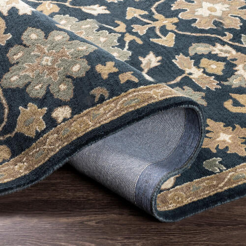 Caesar Handmade Wool Rug — Navy / Beige | CAE-1154 - construction