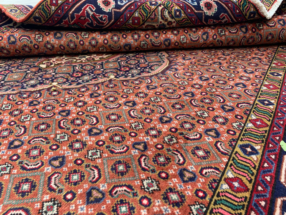 Handmade Persian Wool Area Rug 7x10 - Rose, Navy & Ivory Vintage Medallion Persian Style Rug - Exact Size 9'9" x 6'6" - KBHM-713