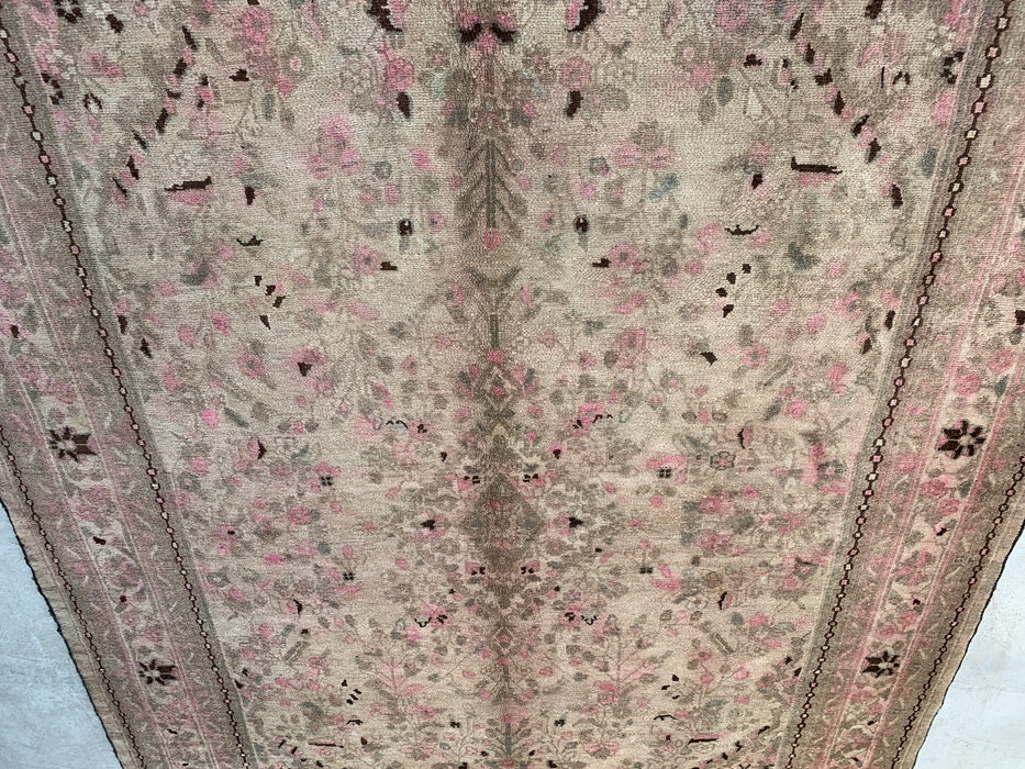 9'7" x 7'1" Hand-Knotted Persian Wool Rug – Beige, Taupe & Blush Vintage Floral Design – KBHM-719