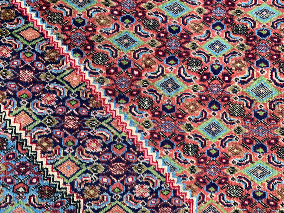 Handmade Persian Wool Area Rug 7x10 - Rose, Blue & Ivory Vintage Medallion Persian Style Rug - Exact Size 9'5" x 6'4" - KBHM-721
