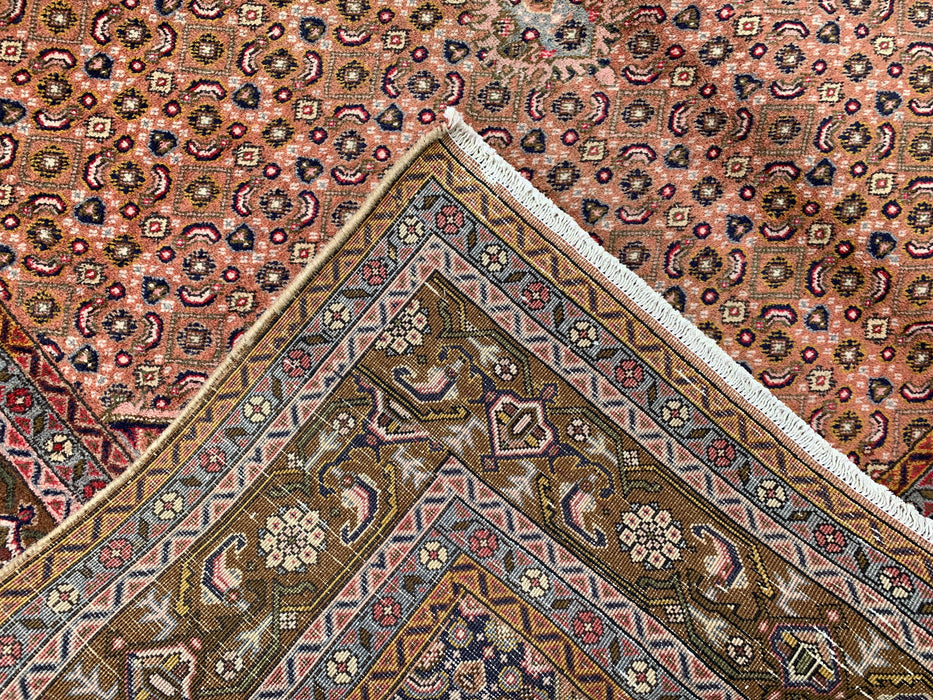 Handmade Persian Wool Area Rug 7x10 - Rose, Brown & Ivory Vintage Medallion Persian Style Rug - Exact Size 9'6" x 6'2" - KBHM-732