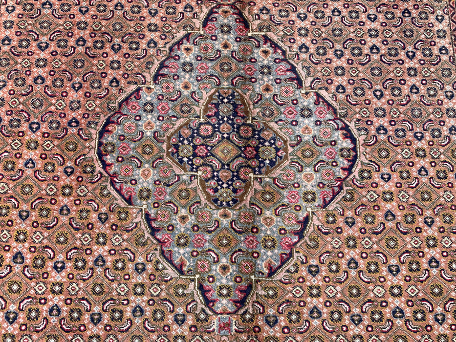 Handmade Persian Wool Area Rug 7x10 - Rose, Brown & Ivory Vintage Medallion Persian Style Rug - Exact Size 9'6" x 6'2" - KBHM-732