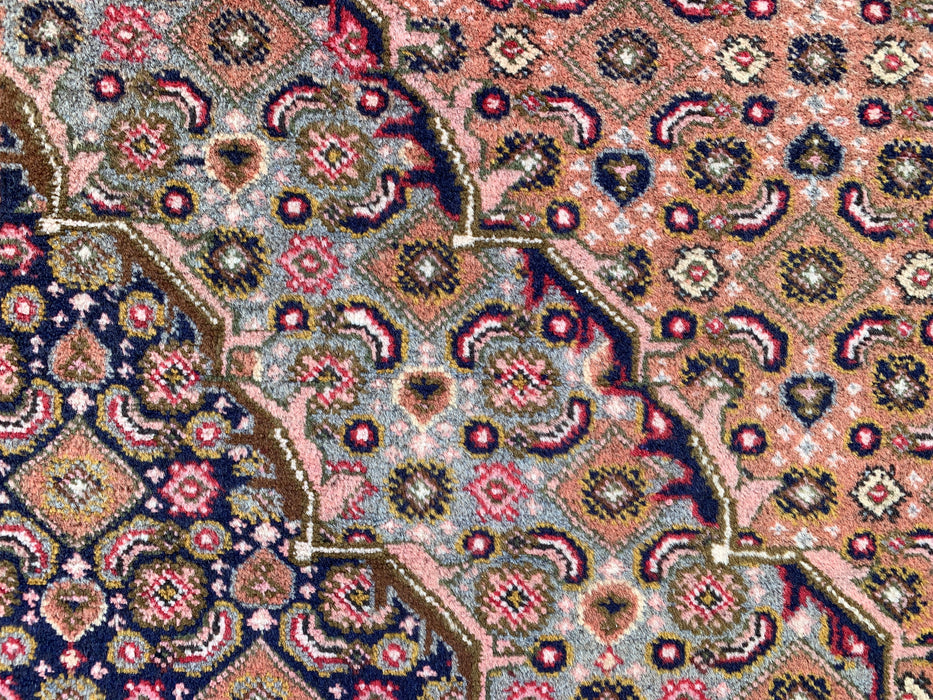 Handmade Persian Wool Area Rug 7x10 - Rose, Brown & Ivory Vintage Medallion Persian Style Rug - Exact Size 9'6" x 6'2" - KBHM-732