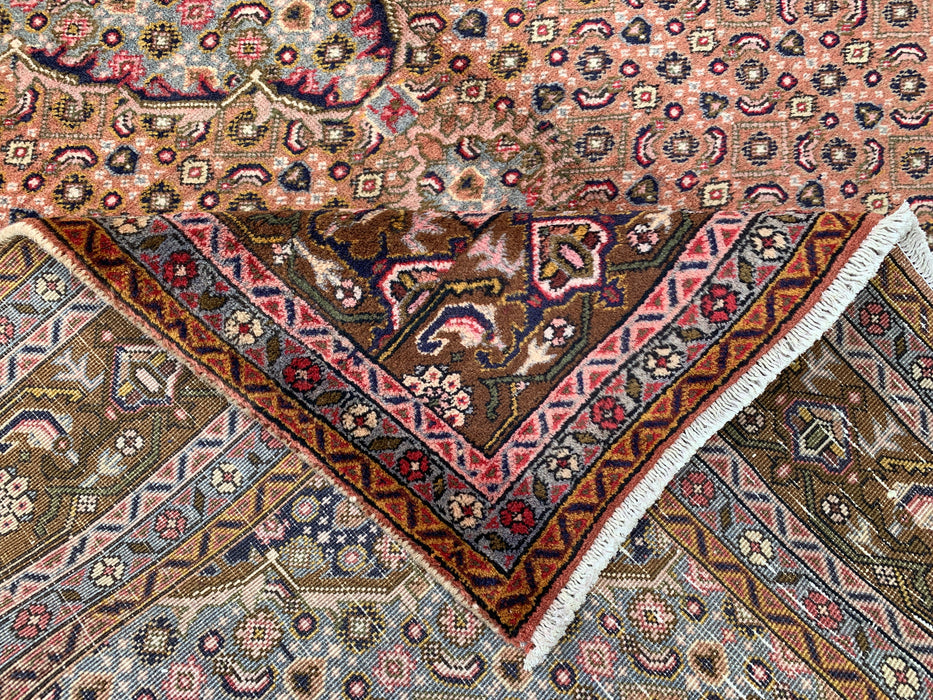 Handmade Persian Wool Area Rug 7x10 - Rose, Brown & Ivory Vintage Medallion Persian Style Rug - Exact Size 9'6" x 6'2" - KBHM-732