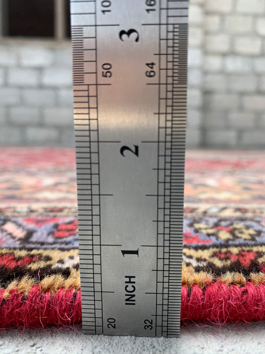 Handmade Persian Wool Area Rug 7x10 - Red, Navy & Ivory Vintage Medallion Persian Style Rug - Exact Size 9'10" x 6'4" - KBHM-734