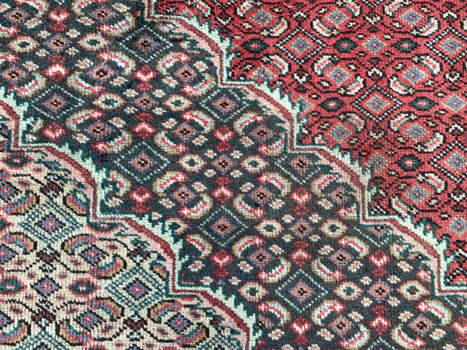 Handmade Persian Wool Area Rug 7x10 - Red, Navy & Ivory Vintage Medallion Persian Style Rug - Exact Size 9'10" x 6'4" - KBHM-734