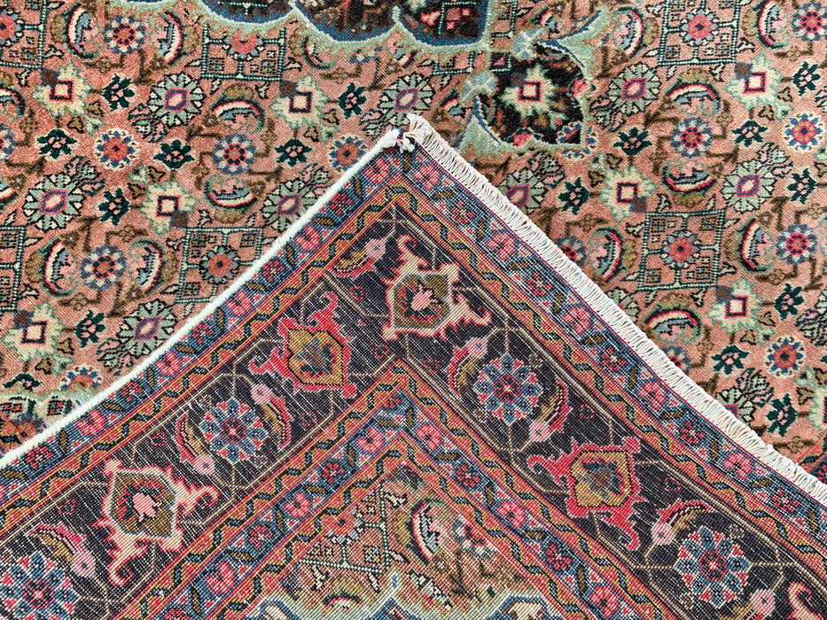 Handmade Persian Wool Area Rug 7x10 - Beige, Taupe & Soft Rose Vintage Medallion Persian Style Rug - Exact Size 9'4" x 6'1" - KBHM-738