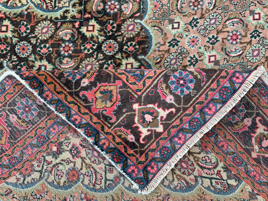 Handmade Persian Wool Area Rug 7x10 - Beige, Taupe & Soft Rose Vintage Medallion Persian Style Rug - Exact Size 9'4" x 6'1" - KBHM-738