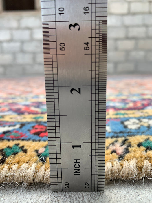 Handmade Persian Wool Area Rug 7x10 - Rose, Blue & Ivory Vintage Medallion Persian Style Rug - Exact Size 9'5" x 6'5" - KBHM-740