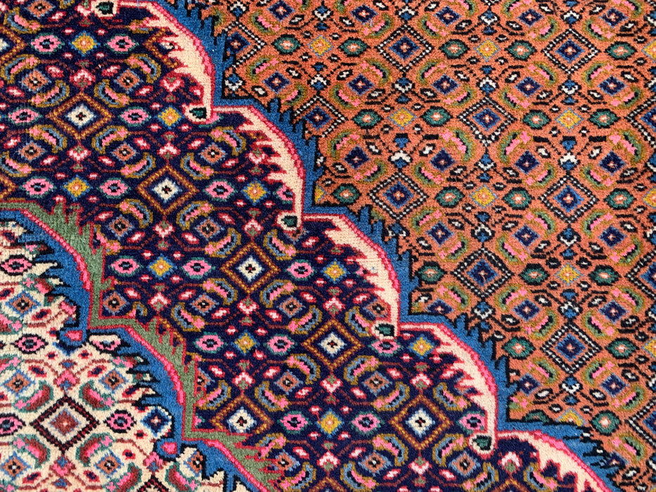 Handmade Persian Wool Area Rug 7x10 - Rose, Navy & Ivory Vintage Medallion Persian Style Rug - Exact Size 9'11" x 6'4" - KBHM-753