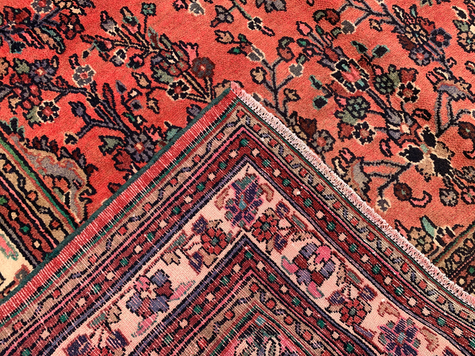Handmade Persian Wool Area Rug 7x10 - Rose, Taupe & Ivory Vintage Floral Medallion Persian Style Rug - Exact Size 9'6" x 6'11" - KBHM-772
