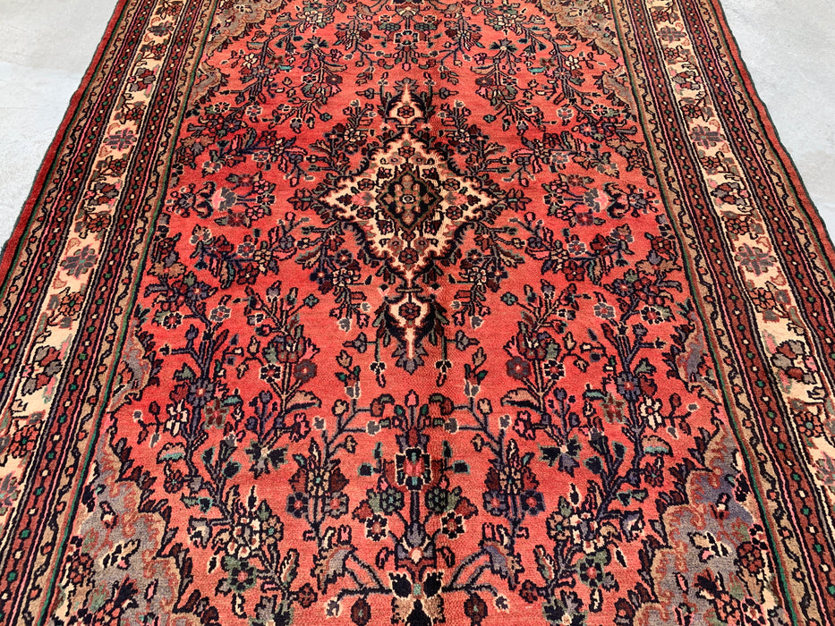 Handmade Persian Wool Area Rug 7x10 - Rose, Taupe & Ivory Vintage Floral Medallion Persian Style Rug - Exact Size 9'6" x 6'11" - KBHM-772