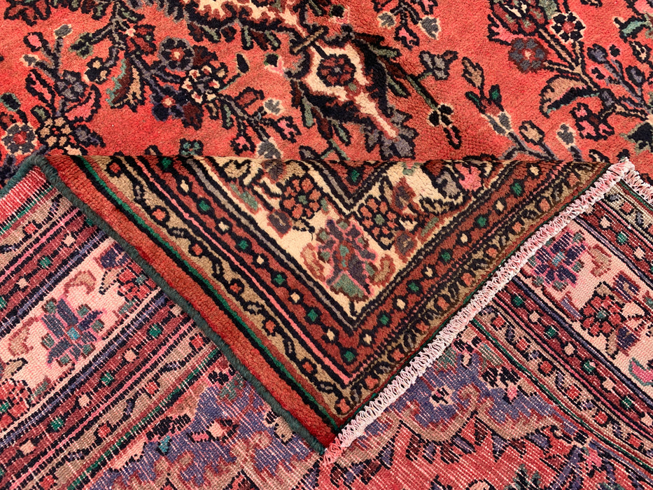 Handmade Persian Wool Area Rug 7x10 - Rose, Taupe & Ivory Vintage Floral Medallion Persian Style Rug - Exact Size 9'6" x 6'11" - KBHM-772