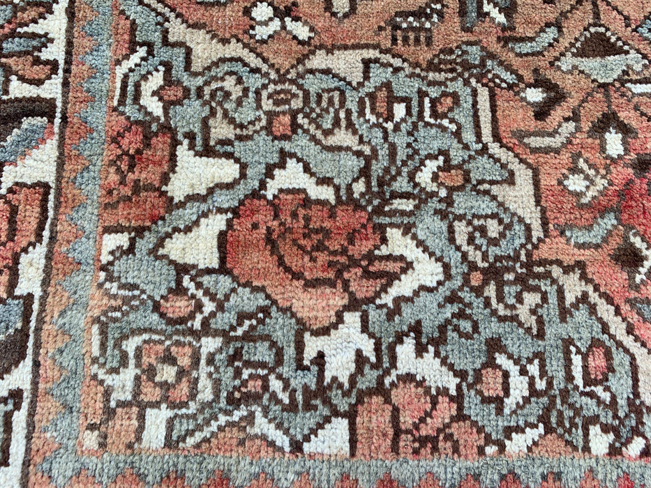 6'9" x 4'6" Hand-Knotted Persian Wool Rug – Rose, Ivory & Sage Floral Vintage Design – KBHM-788
