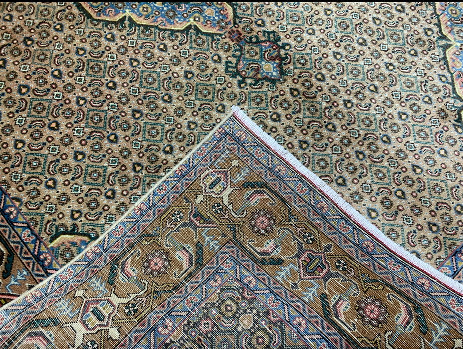 7'x10' Hand-Knotted Persian Beige/Teal Area Rug – KB Rugs 