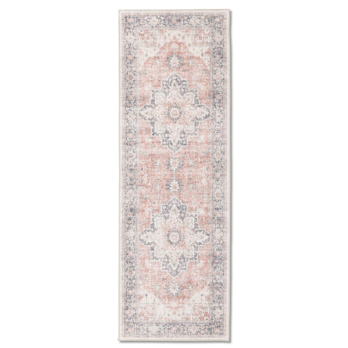 Premium Washable Non-Slip Rug – Blush Medallion (Machine Washable)