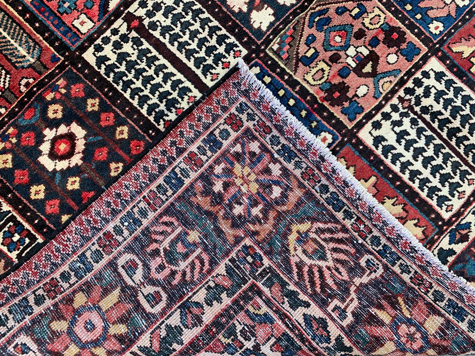 Handmade Persian Wool Area Rug 7x10 - Red Panel Persian Style Rug with Navy & Ivory Border - Exact Size 10'4" x 6'10" - KBHM-825