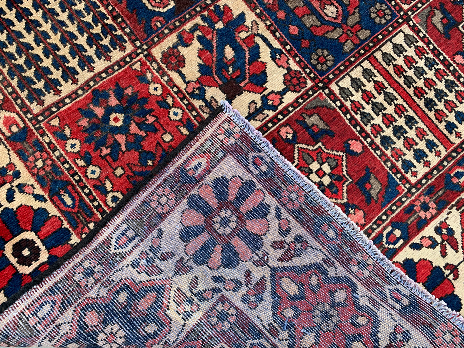 Handmade Persian Wool Area Rug 7x10 - Red Panel Persian Style Rug with Ivory Border - Exact Size 9'11" x 7'2" - KBHM-829