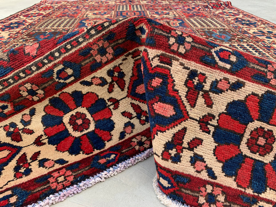Handmade Persian Wool Area Rug 7x10 - Red Panel Persian Style Rug with Ivory Border - Exact Size 9'11" x 7'2" - KBHM-829