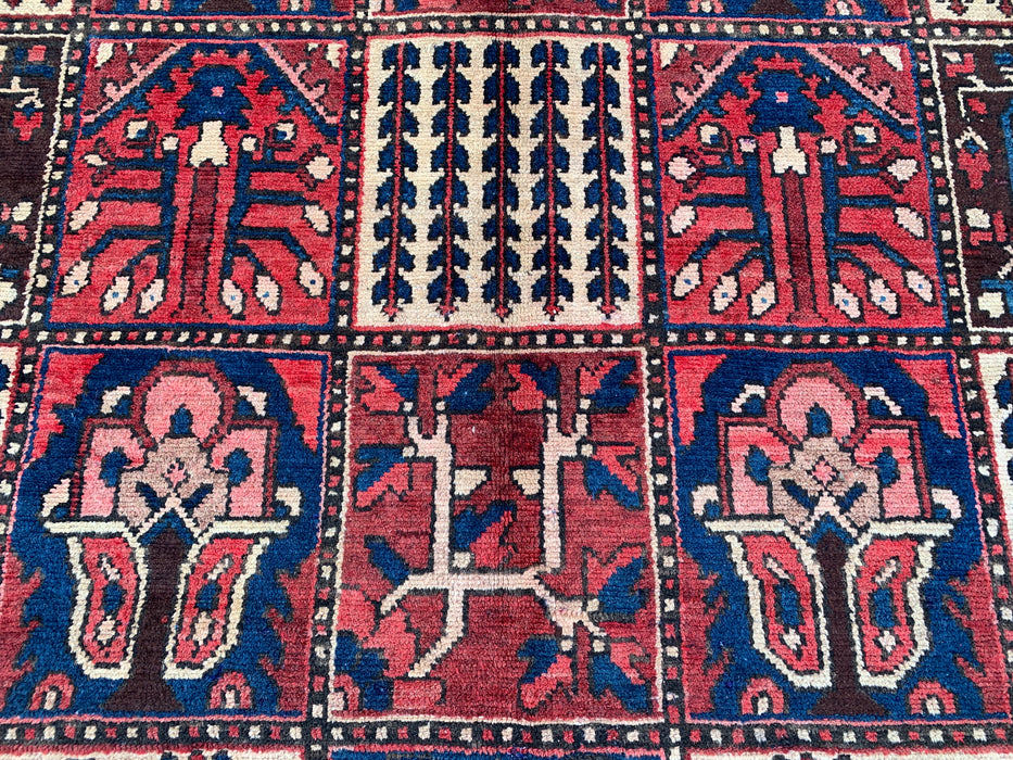 Handmade Persian Wool Area Rug 7x10 - Red Panel Persian Style Rug with Ivory Border - Exact Size 9'11" x 7'2" - KBHM-829