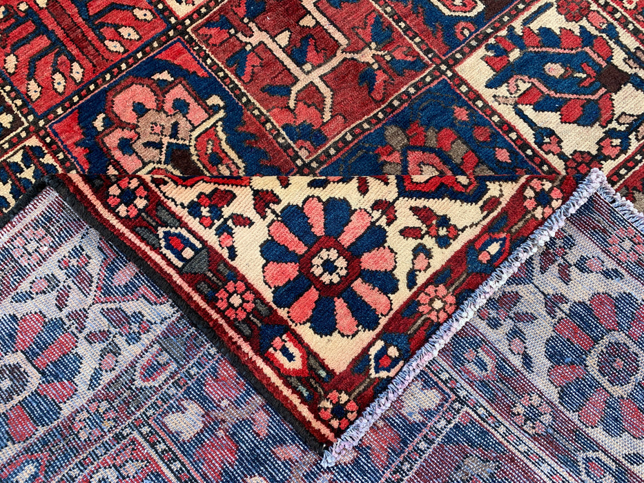 Handmade Persian Wool Area Rug 7x10 - Red Panel Persian Style Rug with Ivory Border - Exact Size 9'11" x 7'2" - KBHM-829