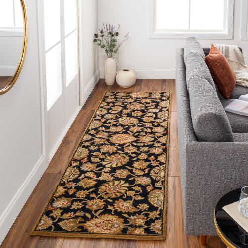 Caesar Handmade Wool Rug — Black / Olive / Rust | CAE-1027 - colour & pattern