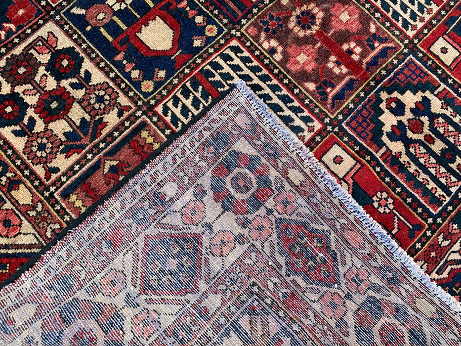 Handmade Persian Wool Area Rug 7x10 - Red Panel Persian Style Rug with Ivory Border - Exact Size 10'3" x 7'0" - KBHM-832