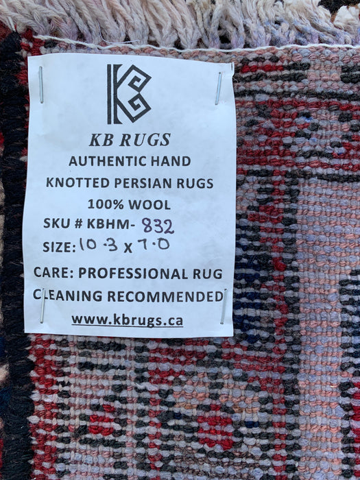 Handmade Persian Wool Area Rug 7x10 - Red Panel Persian Style Rug with Ivory Border - Exact Size 10'3" x 7'0" - KBHM-832