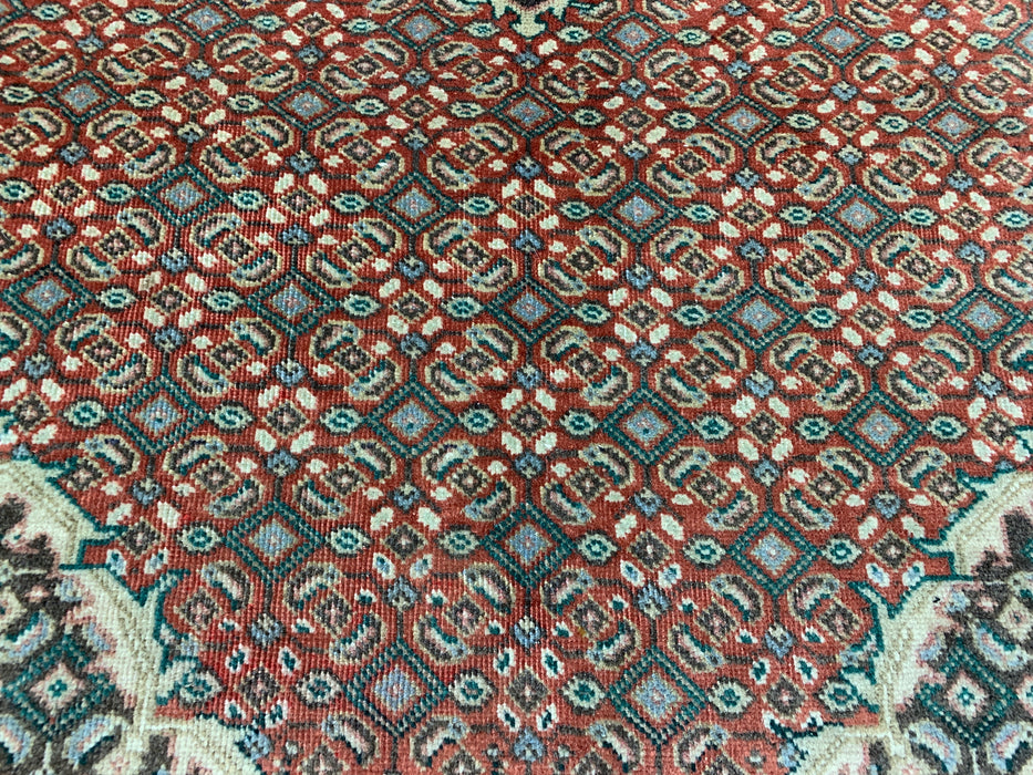 6’5” × 9’4” Hand-Knotted Persian Bijar Wool Rug – Rust Red Mahi Design with Medallion