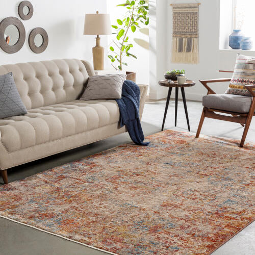 Livabliss Mirabel Machine Woven Rug — Dusty Coral / Pale Blue | MBE-2300 - colour & pattern