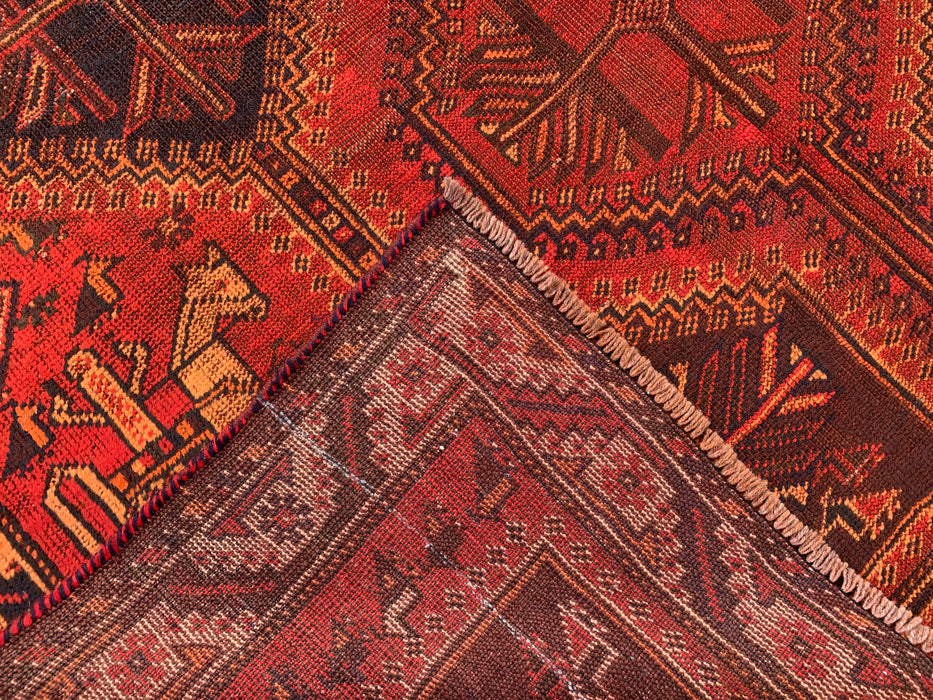 Handmade Persian Wool Area Rug 7x10 - Rust Geometric Tribal Medallion Persian Style Rug - Exact Size 9'7" x 6'4" - KBHM-942