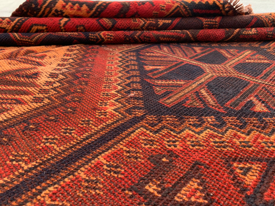 Handmade Persian Wool Area Rug 7x10 - Rust Geometric Tribal Medallion Persian Style Rug - Exact Size 9'7" x 6'4" - KBHM-942