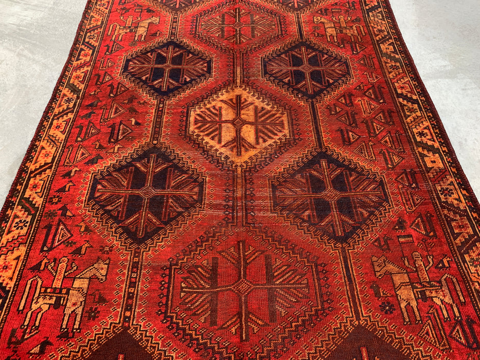 Handmade Persian Wool Area Rug 7x10 - Rust Geometric Tribal Medallion Persian Style Rug - Exact Size 9'7" x 6'4" - KBHM-942
