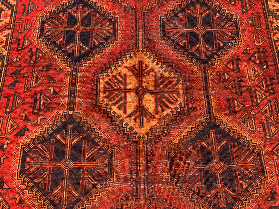 Handmade Persian Wool Area Rug 7x10 - Rust Geometric Tribal Medallion Persian Style Rug - Exact Size 9'7" x 6'4" - KBHM-942