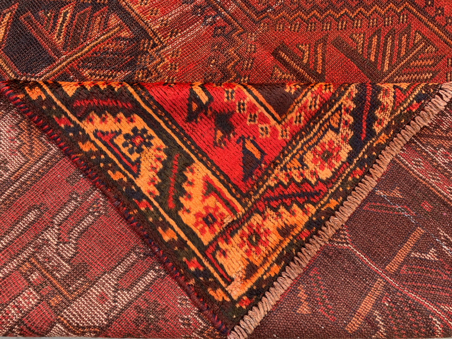 Handmade Persian Wool Area Rug 7x10 - Rust Geometric Tribal Medallion Persian Style Rug - Exact Size 9'7" x 6'4" - KBHM-942