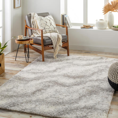 Cloudy Shag Machine Woven Rug — Off-White / Gray | CDG-2306 - colour & pattern