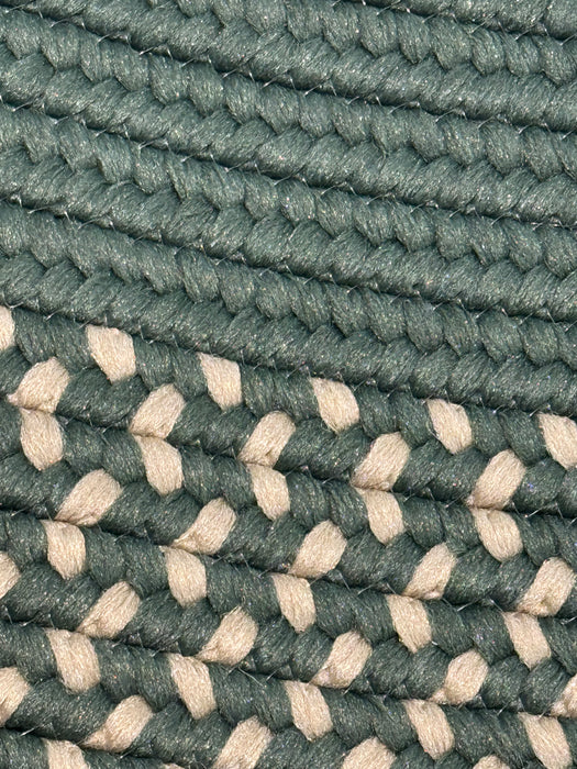 8' x 8' Round Braided Area Rug - Green/Ivory/Burgundy