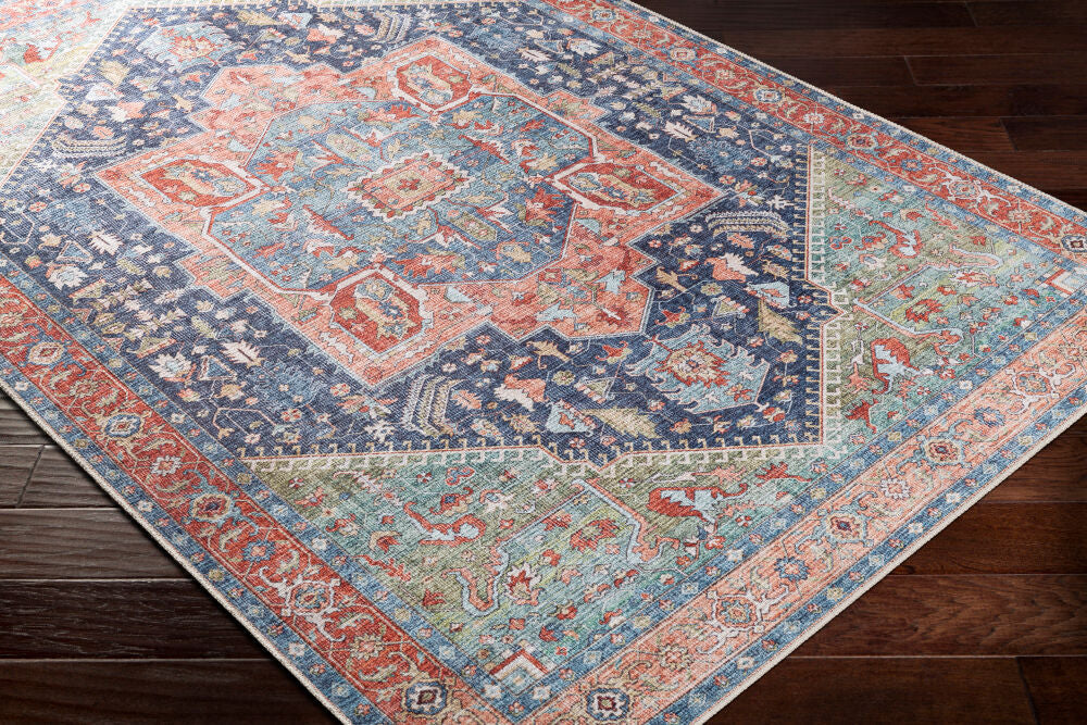 Amelie Machine Washable Rug — Navy / Peach | AML-2310