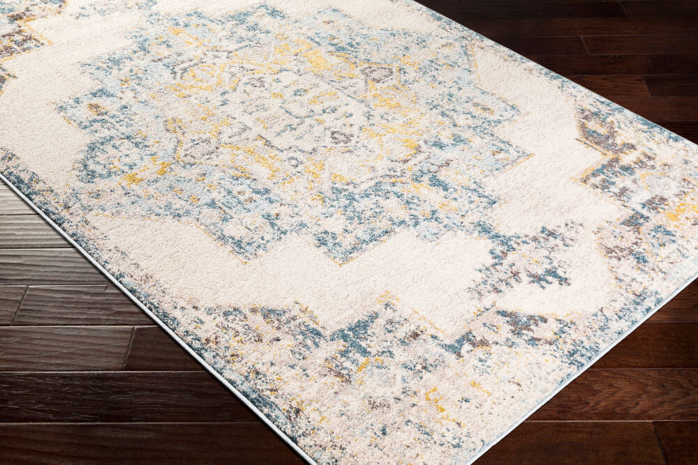 Ankara Machine Woven Rug — Ivory / Blue | AKR-2309