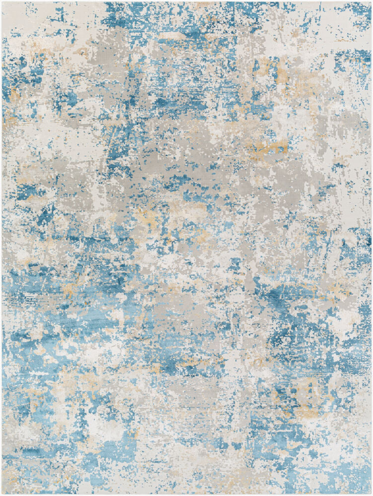 Aisha Machine Woven Rug — Light Blue / Mustard | AIS-2302 - performance