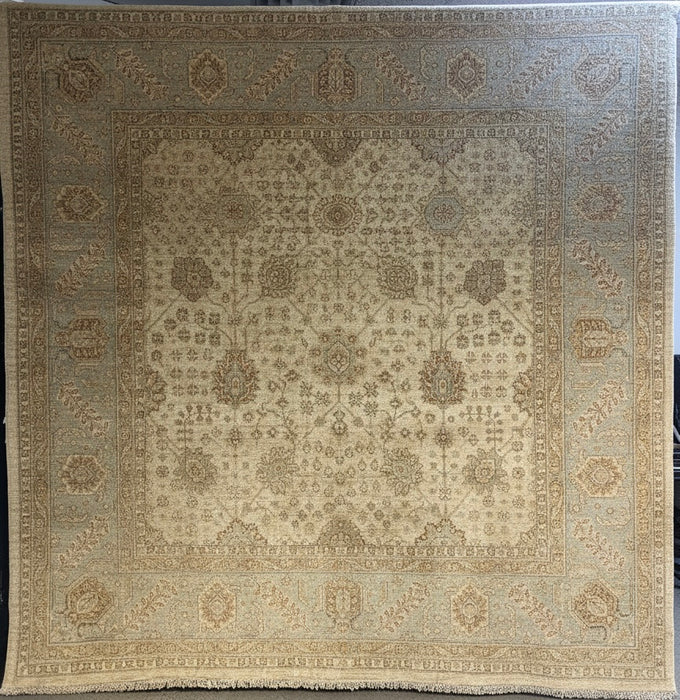 9'x12' Hand-Knotted Chobi Wool Area Rug - Beige/Bluish
