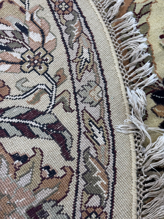 8' x 8' Round Hand-Knotted Wool Area Rug - Ivory/Beige/Multi