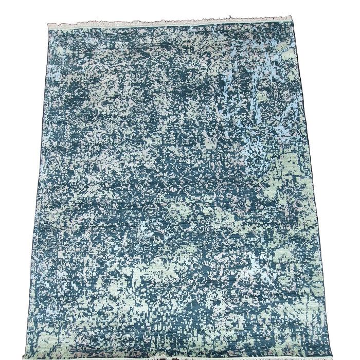 8x10ft ,Hand knotted carpet, Modern design wool and bamboo silk ,Teal Blue