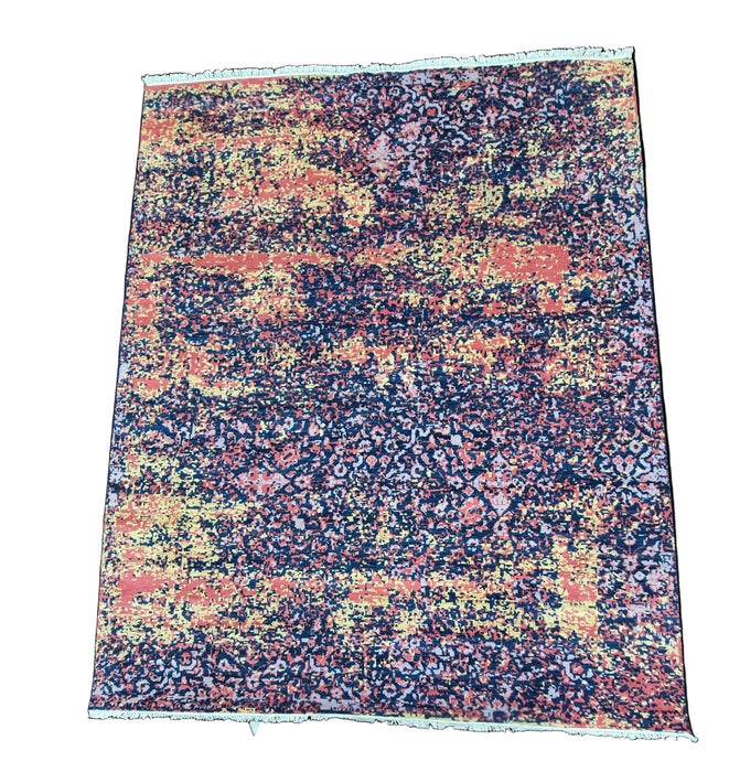8x10 ft ,hand knotted  Wool and Bamboo silk carpet , Modern design Colour Navy