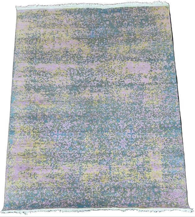 8x10ft, Hand knotted Modern design Wool and bamboo silk Grey Gold carpet